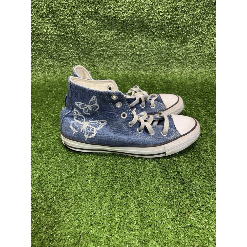 Converse Chuck Taylor All Star High-Top Sneaker Denim Butterfly Blue Womens Sz 8